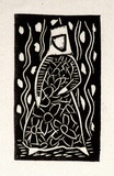 Artist: Barwell, Geoff. | Title: (Elizabethan lady). | Date: (1955) | Technique: linocut, printed in black ink, from one block