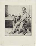 Artist: Darbyshire, Beatrice. | Title: The bachelor. | Date: 1926 | Technique: drypoint printed with plate-tone, from one copper plate