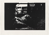 Artist: Durrant, Ivan. | Title: not titled [bales of hay in a dark shed] | Date: 1990 | Technique: screenprint, printed in black ink, from one photo-stencil