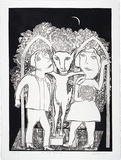 Artist: Sibley, Andrew. | Title: The wolf ceremony | Date: 1997, May | Technique: etching, printed in black ink with plate-tone, from one plate