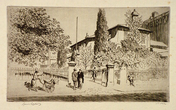 Artist: LINDSAY, Lionel | Title: Old Education Department from the Lands Office | Date: 1936 | Technique: etching and drypoint, printed in brown ink with plate-tone, from one plate | Copyright: Courtesy of the National Library of Australia