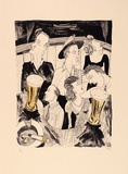 Artist: Hay, Bill. | Title: Snobs at the bar | Date: 1989, June-August | Technique: lithograph, printed in black ink, from one plate; hand-coloured