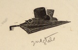 Artist: OGILVIE, Helen | Title: (Hat and umbrella) | Date: 1947 | Technique: wood-engraving, printed in black ink, from one block