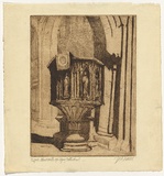 Title: Pulpit, Newcastle upon Tyne, Cathedral | Date: c.1939 | Technique: etching, printed in brown ink, from one plate