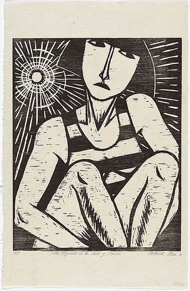 Artist: Klein, Deborah. | Title: Zelda Fitzgerald at the south of France | Date: 1991 | Technique: woodcut, printed in black ink, from one block