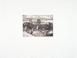 Artist: Doggett-Williams, Phillip. | Title: Neighbourhood scene | Date: April 1987 | Technique: lithograph, printed in sepia, from one stone [or plate]