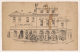 Artist: Thomas, Edmund. | Title: Argus office. | Date: 1853 | Technique: pen-lithograph, printed in black ink, from one stone