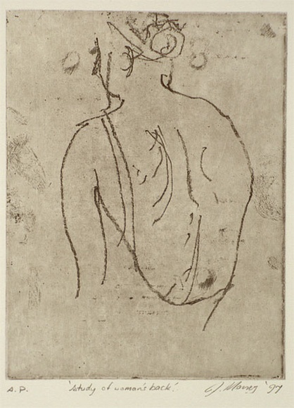 Artist: Money, John. | Title: Study of a woman's back | Date: 1997, March | Technique: etching, printed in black ink, from one plate