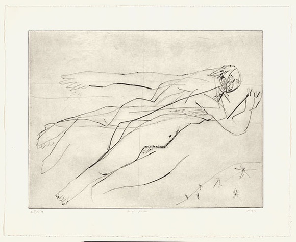 Artist: Furlonger, Joe. | Title: L.H. diver | Date: 1992 | Technique: drypoint, printed in black ink with plate-tone, from one plate