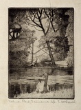 Artist: McDonald, Sheila. | Title: Salmon pond, Tasmania | Date: c.1935 | Technique: etching