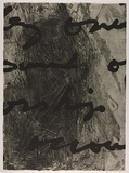 Artist: PARR, Mike | Title: Language and chaos 9. | Date: 1990 | Technique: drypoint, electric grinder and burnishing, printed in black ink, from one copper plate; over printed with lift ground aquatint, printed in black ink, from one steel plate