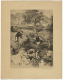 Artist: FULLWOOD, A.H. | Title: Otter hunting: a check. | Date: 1913 | Technique: etching, printed in black ink, from one plate