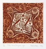 Artist: Williams, Vera Mbitjana. | Title: Malu kuru, kangaroo eyes | Date: 1993 | Technique: etching and aquatint, printed in colour, from one zinc plate
