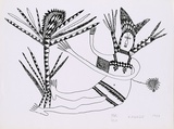 Artist: Kauage, Mathias. | Title: not titled [women and an tree] | Date: 1987 | Technique: off-set lithograph, printed in black ink, from one plate