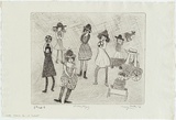 Artist: WALKER, Murray | Title: Yvette, Sabrina and Ben at Kallista. | Date: 1966 | Technique: etching, printed in black ink, from one plate