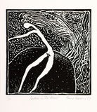 Artist: Warren, Guy. | Title: Daphne in the forest. | Date: 1987 | Technique: linocut, printed in black ink, from one block