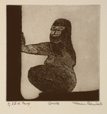 Artist: Robinson, William. | Title: Gorilla [2] | Date: 1990 | Technique: etching and aquatint, printed in brown ink, from one plate