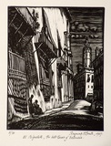 Artist: McGrath, Raymond. | Title: El Riguelete, the bell-tower of Valencia | Date: 1927 | Technique: woodengravin, printed in black ink, from one block