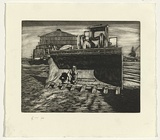 Artist: Gittoes, George. | Title: Front end loader | Date: 1991 | Technique: etching, printed in black ink, from one plate