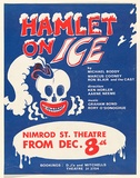 Artist: Dawson, Janet. | Title: Hamlet on Ice, Nimrod Street Theatre, Sydney. | Date: 1971 | Technique: screenprint, printed in colour, from two stencils | Copyright: © Janet Dawson. Licensed by VISCOPY, Australia