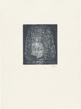 Title: Bayon head | Date: 1999 | Technique: etching and aquatint, printed in blue/black ink, from one plate