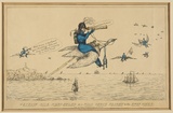 Title: Captain Dick Demi-Solde on a Wild Goose Flight to the Swan River. | Date: 1829 | Technique: lithograph, printed in black ink, from one stone; hand-coloured