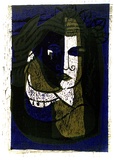 Artist: HANRAHAN, Barbara | Title: Man and woman | Date: 1960 | Technique: woodcut, printed in colour, from three blocks