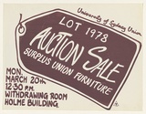 Artist: MACKINOLTY, Chips | Title: University of Sydney Union. Auction sale: Surplus Union furniture. | Date: 1978 | Technique: screenprint, printed in brown ink, from one stencil
