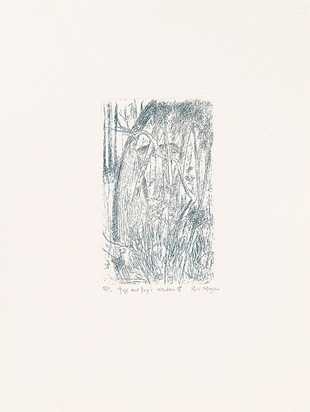 Artist: MEYER, Bill | Title: Jeff and Joy's window II | Date: 1992 | Technique: etching, printed in dark green-black charbonnel, from one zinc plate | Copyright: © Bill Meyer