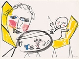 Artist: Allen, Davida | Title: (Mother feeding baby) | Date: 1989 | Technique: lithograph, printed in colour, from multiple stones