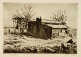 Artist: LINDSAY, Lionel | Title: John Chinaman's | Date: 1937 | Technique: drypoint, printed in brown ink with plate-tone, from one plate | Copyright: Courtesy of the National Library of Australia