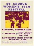 Artist: Robertson, Toni. | Title: St George Women's Film Festival | Date: 1976 | Technique: screenprint, printed in colour, from three stencils | Copyright: © Toni Robertson