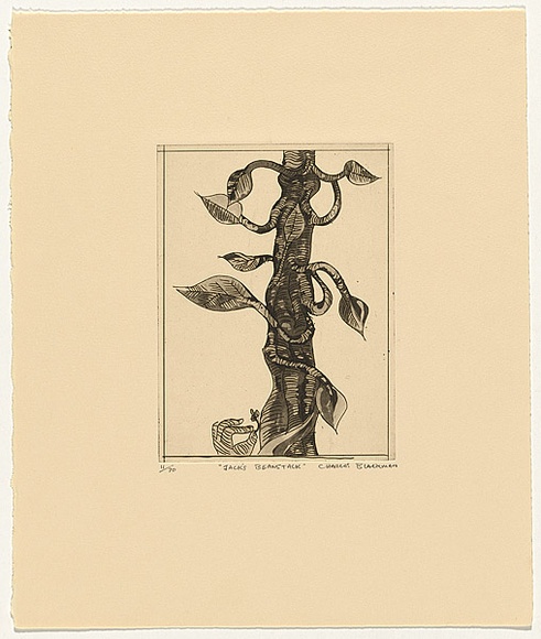 Artist: Blackman, Charles. | Title: Jack's beanstalk. | Date: (1977) | Technique: etching and aquatint, printed in black ink, from one plate