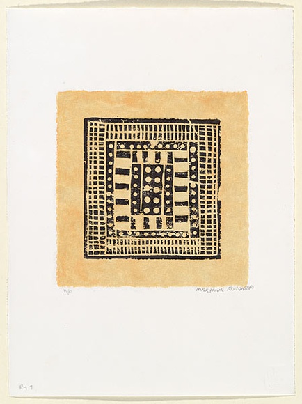 Artist: MUNGATOPI, Maryanne | Title: Jilamarra design | Date: 1999, May | Technique: woodcut, printed in black ink, from one block