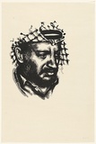 Artist: UNKNOWN | Title: Palestinian Leader (Yasser Arafat) | Date: c.1983 | Technique: screenprint, printed in colour, from two stencil