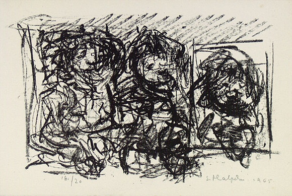 Artist: Halpern, Stacha. | Title: not titled [three portraits] | Date: 1965 | Technique: lithograph, printed in black ink, from one stone [or plate]