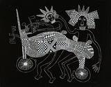 Artist: Kauage, Mathias. | Title: Motor cyclists | Date: 1975 | Technique: screenprint, printed in black and white, from two screens | Copyright: © approved by Elisabeth Kauage