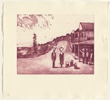 Artist: Shead, Garry. | Title: Thirroul | Date: 1994-95 | Technique: etching and aquatint, printed in magenta ink, from one plate | Copyright: © Garry Shead