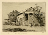 Artist: LINDSAY, Lionel | Title: Hans Heysen's old studio | Date: 1920 | Technique: etching, printed in black ink with plate-tone, from one copper plate | Copyright: Courtesy of the National Library of Australia