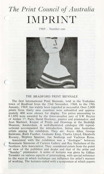 Imprint [Journal of the Print Council of Australia], volume 04, number 1, 1969.