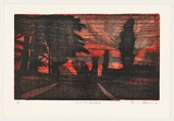 Artist: AMOR, Rick | Title: Into the garden. | Date: 1993 | Technique: woodcut, printed in colour, from two blocks
