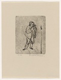 Artist: WILLIAMS, Fred | Title: Harmonica player with microphone | Date: 1955-56 | Technique: etching and flat biting, printed in black ink, from one zinc plate | Copyright: © Fred Williams Estate