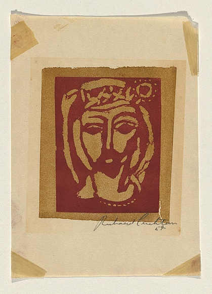 Title: Head of Jesus | Date: 1954 | Technique: linocut, printed in colour, from two blocks