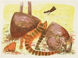 Artist: Pugh, Clifton. | Title: Feral cat | Date: 1988, July | Technique: lithograph, printed in colour, from multiple stones