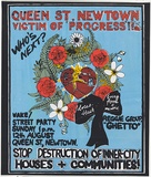 Artist: Lane, Leonie. | Title: Queen St, Newtown - Victim of 'progress'! Stop destruction of inner-city houses and communities! | Date: (1979) | Technique: screenprint, printed in colour, from four stencils | Copyright: © Leonie Lane