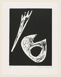Artist: King, Inge. | Title: not titled [two white forms] | Date: 1999 | Technique: linocut, printed in black ink, from one block