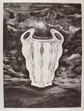 Artist: Connors, Anne. | Title: not titled (skull-like vessel) | Date: c1985 | Technique: lithograph, printed in black ink, from one stone