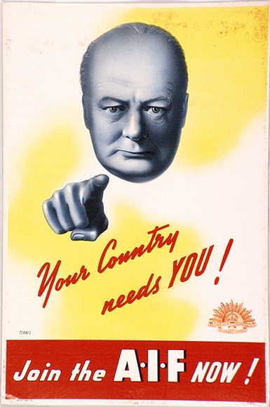 Artist: TERNES | Title: Your country needs you, join the A.I.F. now! | Date: c.1942 | Technique: photo-lithograph, printed in colour, from multiple stones [or plates]