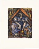 Artist: Haas, Juli. | Title: Bread and honey | Date: 1996 | Technique: dry point, printed in black ink, from one plate; hand-coloured