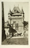 Artist: LINDSAY, Lionel | Title: Capucines' Gate, Loches | Date: 1931 | Technique: etching, printed in black ink, from one plate | Copyright: Courtesy of the National Library of Australia